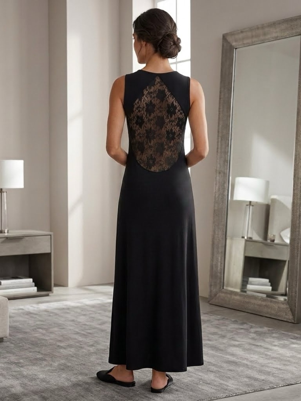 NWT Coca LaRue Ladies Nightgown Lingerie Luxurious LaceMaxi Dress Sz Med